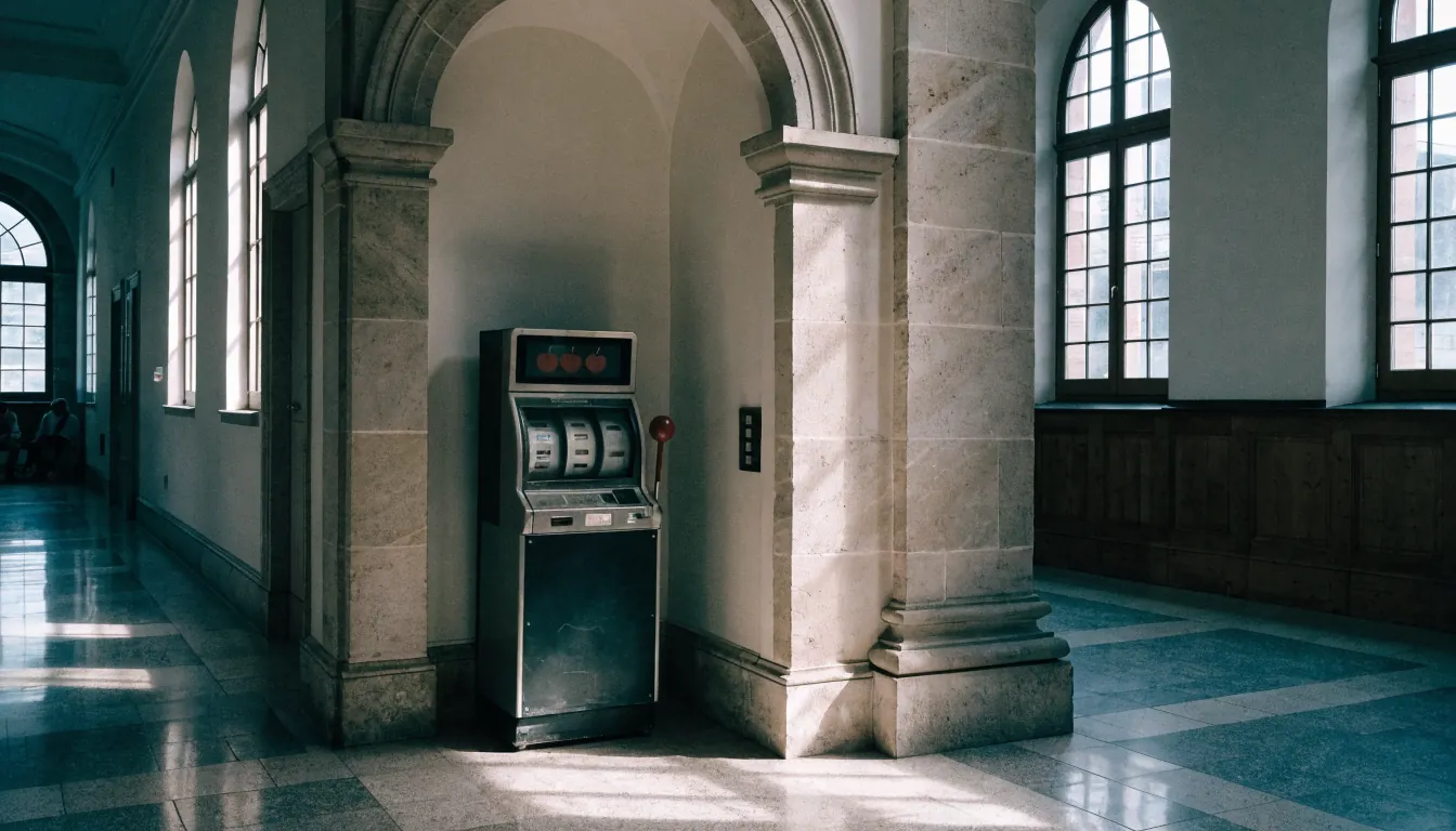 Ein einzelner Spielautomat in einem separaten Raum